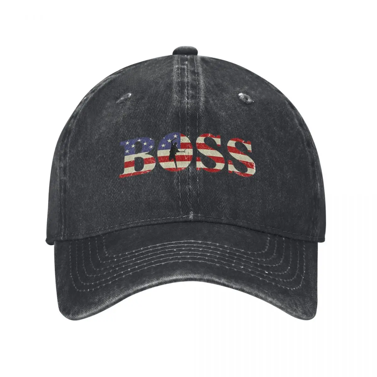 Bruce-springsteens หมวกเบสบอล BOSS Bruce American FLAG หมวกแจ็คเก็ตยีนส์ขาดแฟชั่นกลางแจ้งวิ่งกอล์ฟ