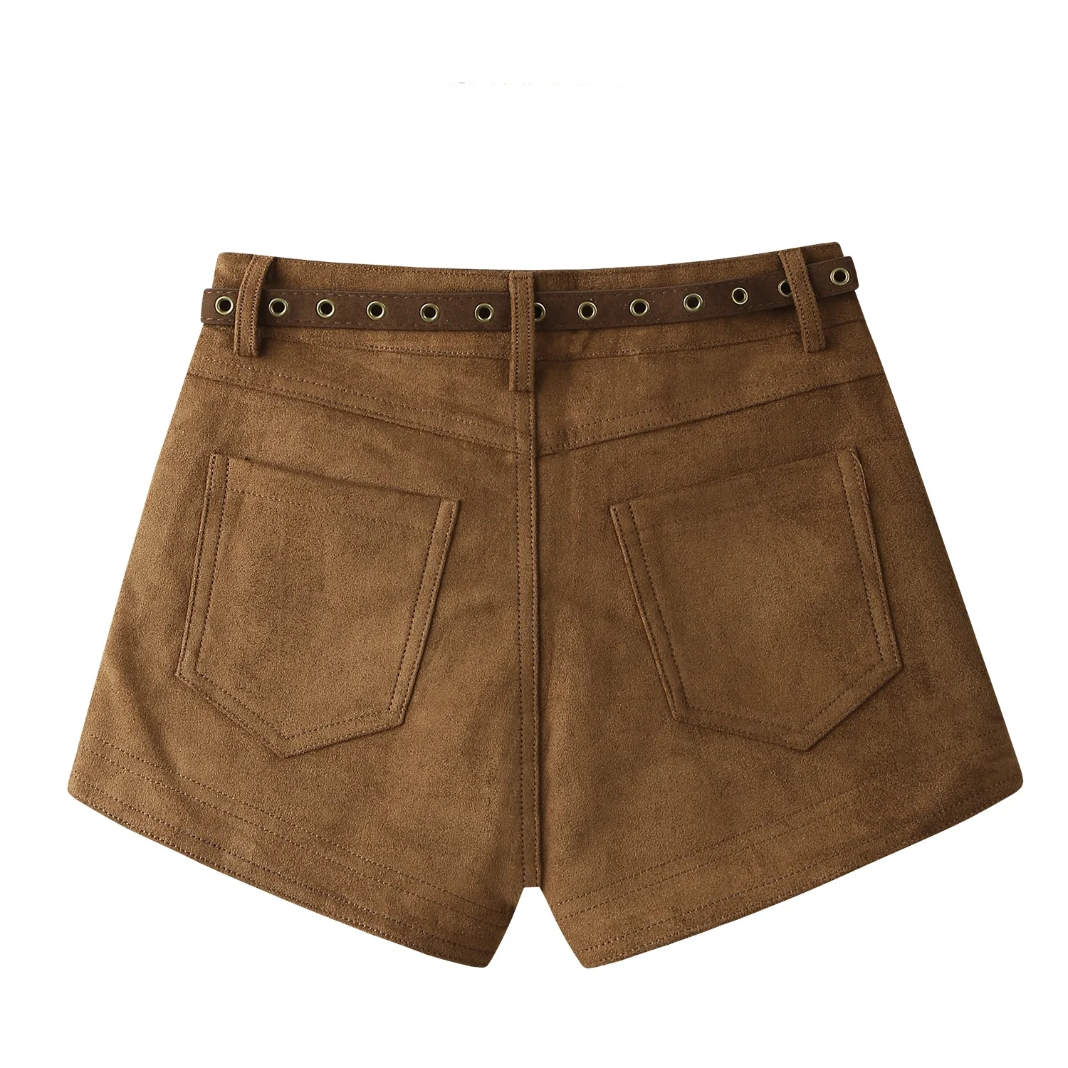 Women's Brown Y2k Micro Suede Shorts 2000s Vintage Harajuku Hot Shorts Aesthetic Oversize High Waist Mini Booty Short Pants 2025