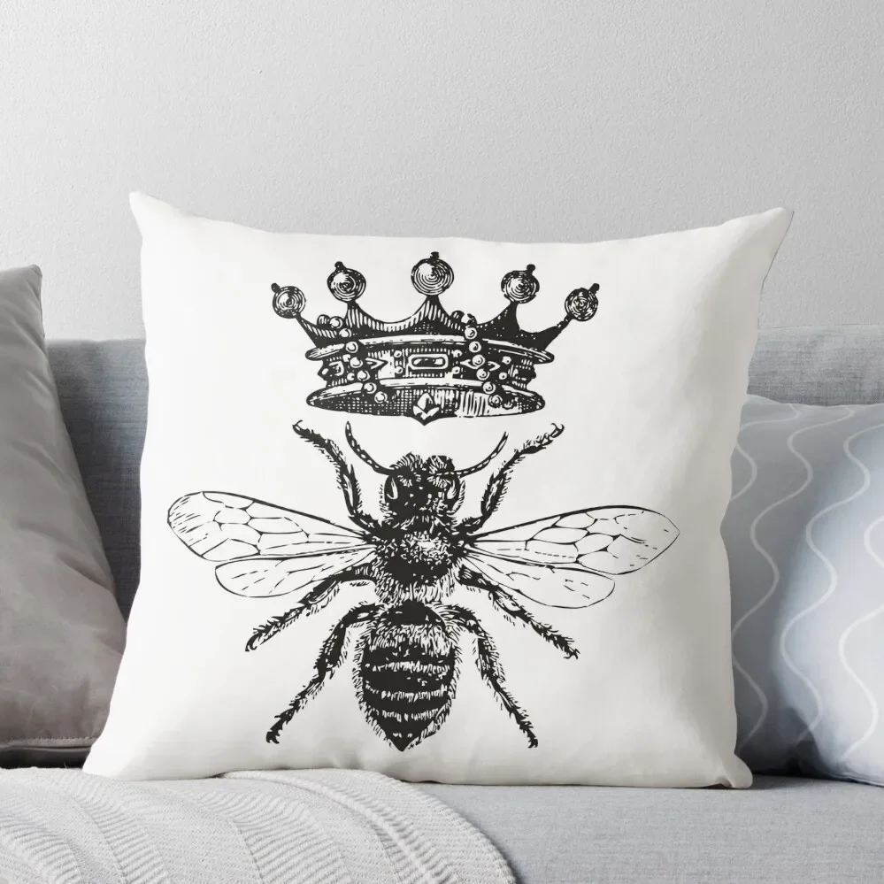 

Queen Bee Vintage Honey Bees Black and White Throw Pillow Pillows Aesthetic luxury decor christmas pillow case