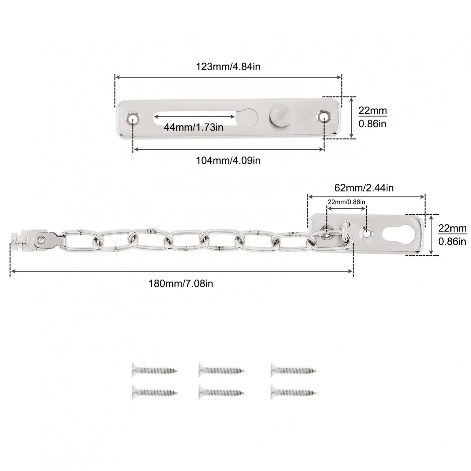 Stainless Steel Home Door Chain Latch Safety Guard Security Lock Security Limiter Tools Hardware for Bedroom/Homestay