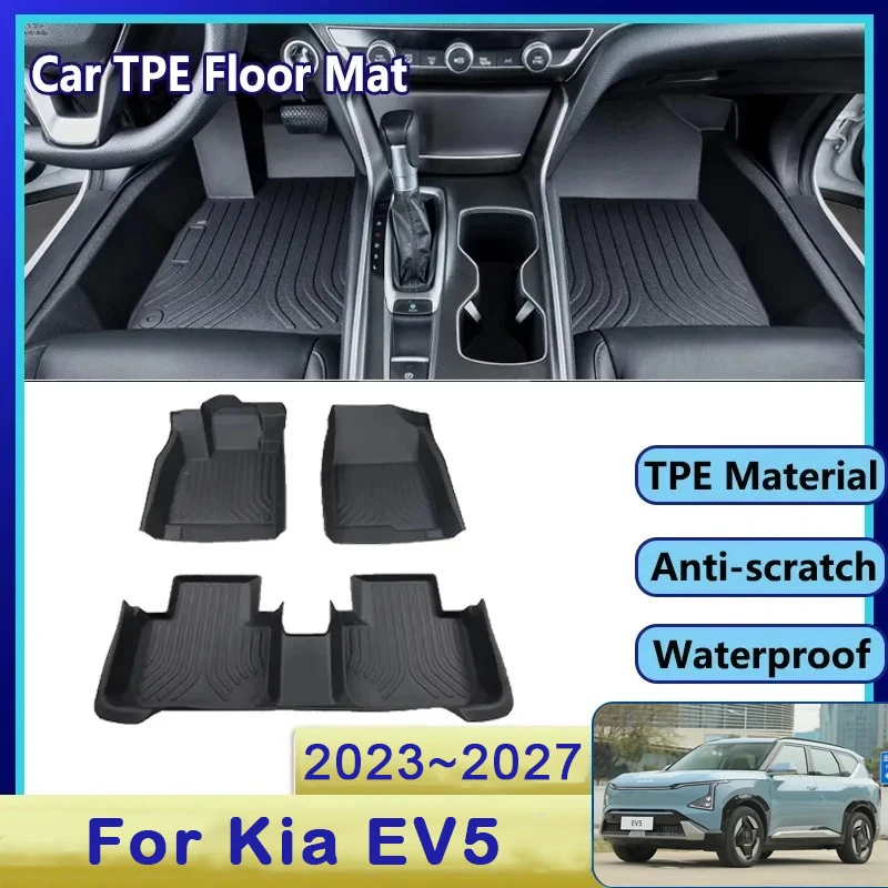 3PCS Car Floor Mat For Kia EV5 OV 2023 2024 2025 2026 2027 Dirt-resistant LHD RHD Pads Foot Carpet Floor Covers Auto Accessories