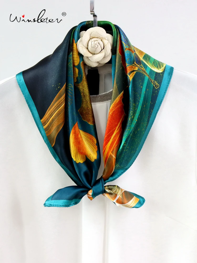 

Winsleter-Women 100%Real Silk Elegant Scarf, 53*53CM Ginkgo Leaf, Mom Gifts Retro Temperament Kerchief, 2026 Spring New A62947CC