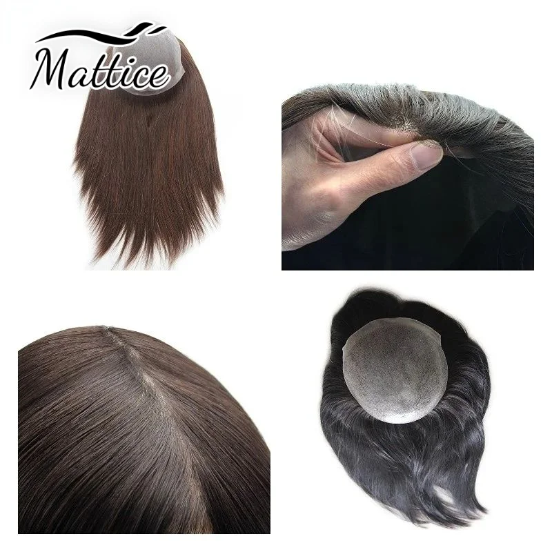 Men Toupee Long Hair Wig 14-16inch 0.1mm Skin Men Toupee Natural Hairline Men's Wigs Full Skin Male Hair Capillary Prosthesis