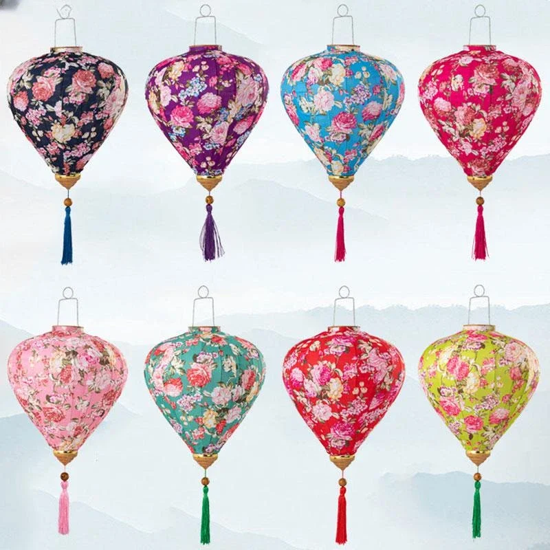 

12/14 inch Chinese Spring Festival Palace Lantern Vietnam Mid-autumn Silk Cloth Lantern New Year Party Hanging Decor Ornaments