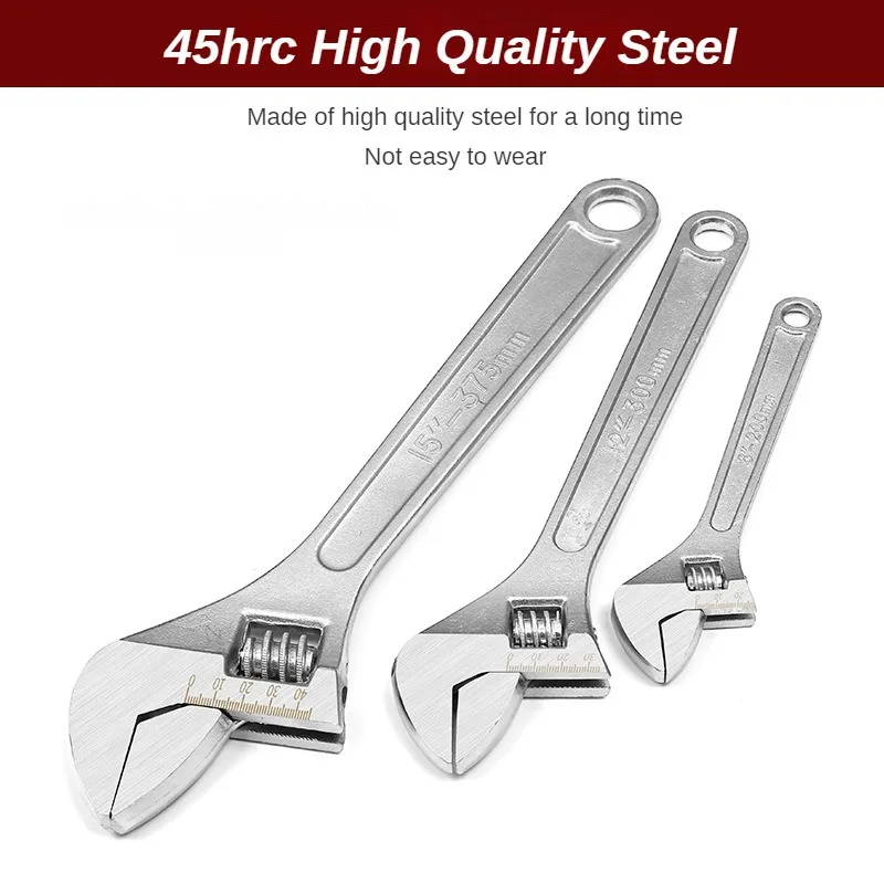 1Pc Ratchet Adjustable Wrench 8 Inch 10 Inch Monkey Spanner Snap Grip Nut Key Large Opening Wrench Household Repair Multi Tools