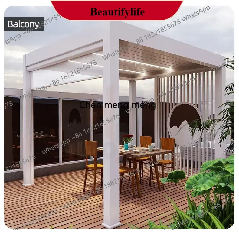 M138Outdoor Garden Gazebo Sun Room Waterproof Aluminum Pavillion 4x3 3x6 Electric Metal Louvred Pergola Bioclimatica roof Custo