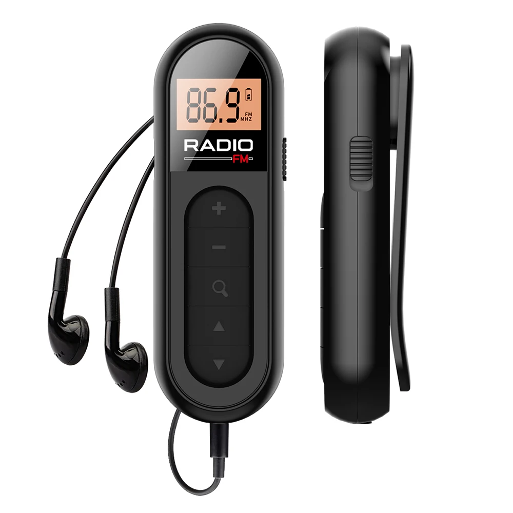 FM Portable Radio, Rechargeable Pocket Radio with Best Reception Digital Tuning, LCD Screen,Belt Clip, Stereo Sound Earphone Jac