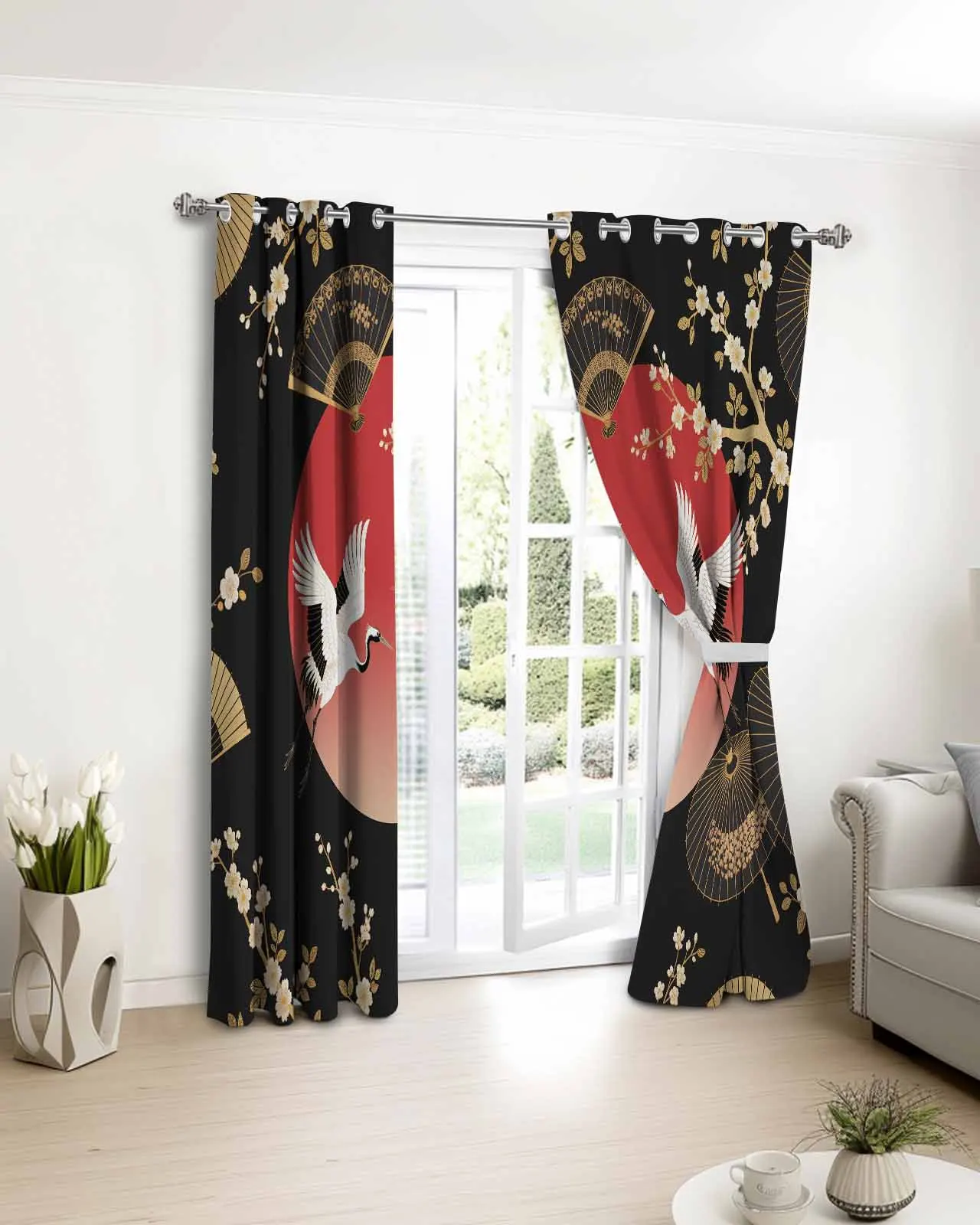 

Harmony Cherry Blossom Crane Curtains For Kitchen Bedroom Window Treatment Curtains for Living Room Home Decor Drapes