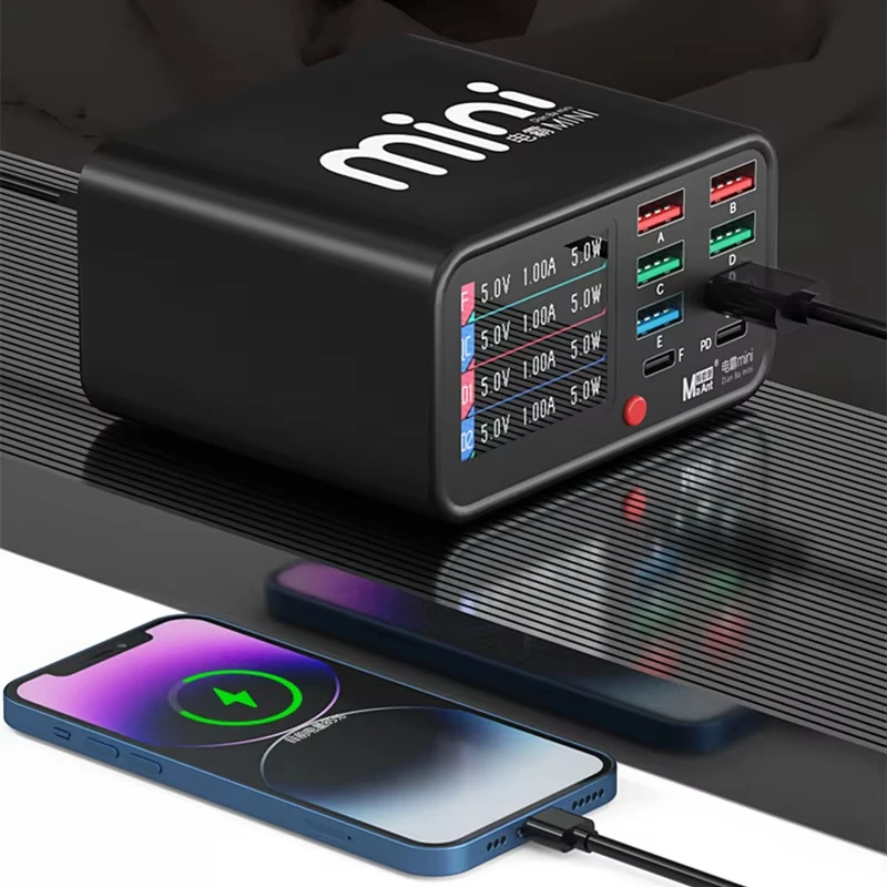 Multi functional 8-port USB Fast Charging Station Visual Current Detection Charger For Mobile Phone iPad Flash Charging