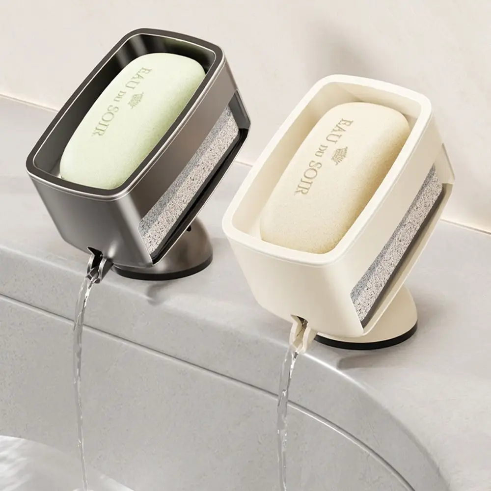 

Self-Draining Suction Cup Soap Holder with Sponge Removable Laundry Soap Case Easy Installation Reusable Portable Soap Dish Tub