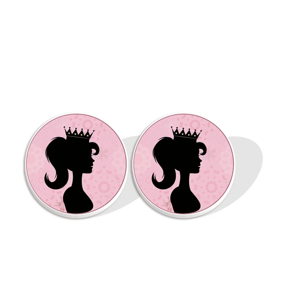 W Disney Princess Cinderella Shadow Cartoon Figure Character Women Stud Earrings Girl Acrylic Earring Jewelry for Women Gift