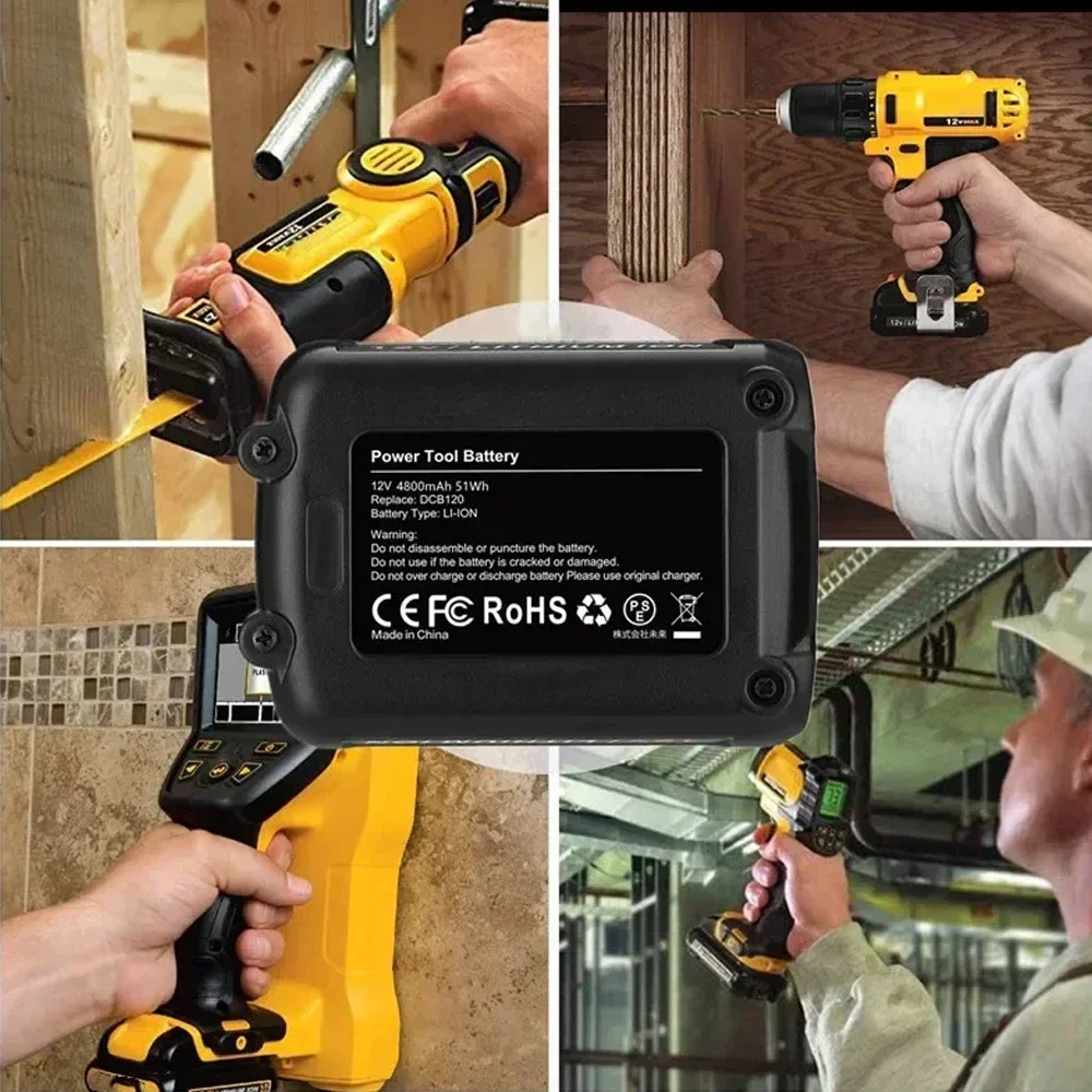 Оригинальный литий-ионный аккумулятор Dewalt, 12 В, 2 Ач, DCB120 DCB123 DCB125 DCB124 DCB122 DCD710, отвертка для электроинструмента