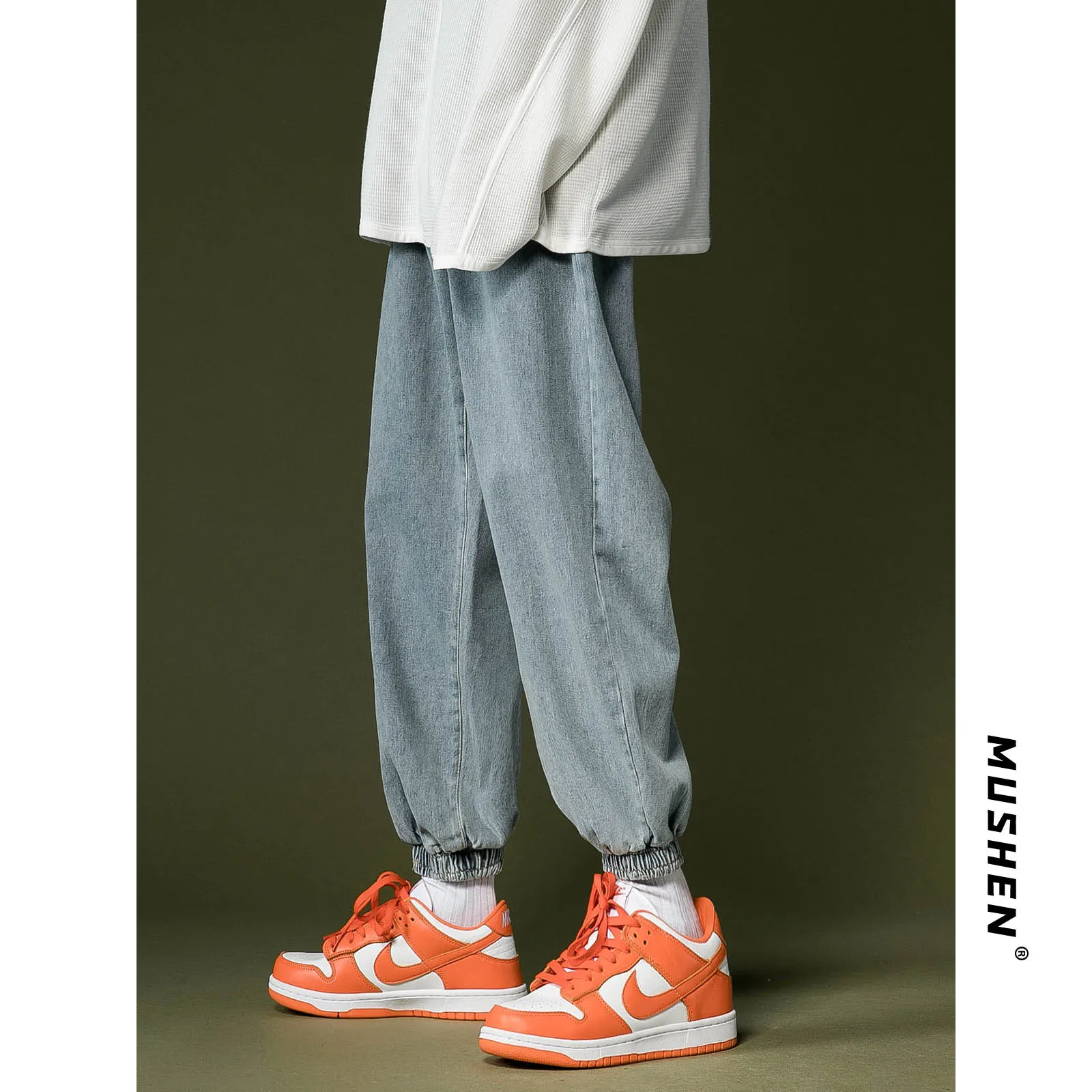 Neue männer Sommer Casual Harlan Jeans Mid-Low Taille Neun-Stück Jugend ular Sle Lose Fit Teenager lose Manschette Jeans
