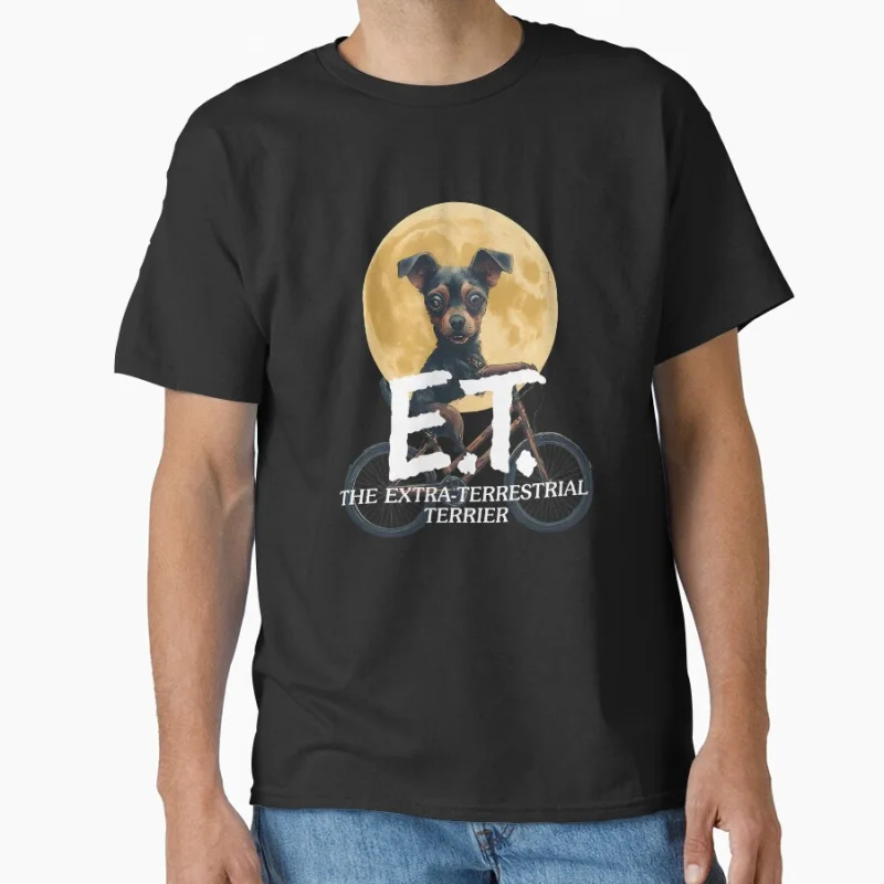 

Movie parody - E.T. Extra Terrestrial Terrier Funny dog cute pet Sci fi Gift T shirt Large size Tops Graphic Print Clothes