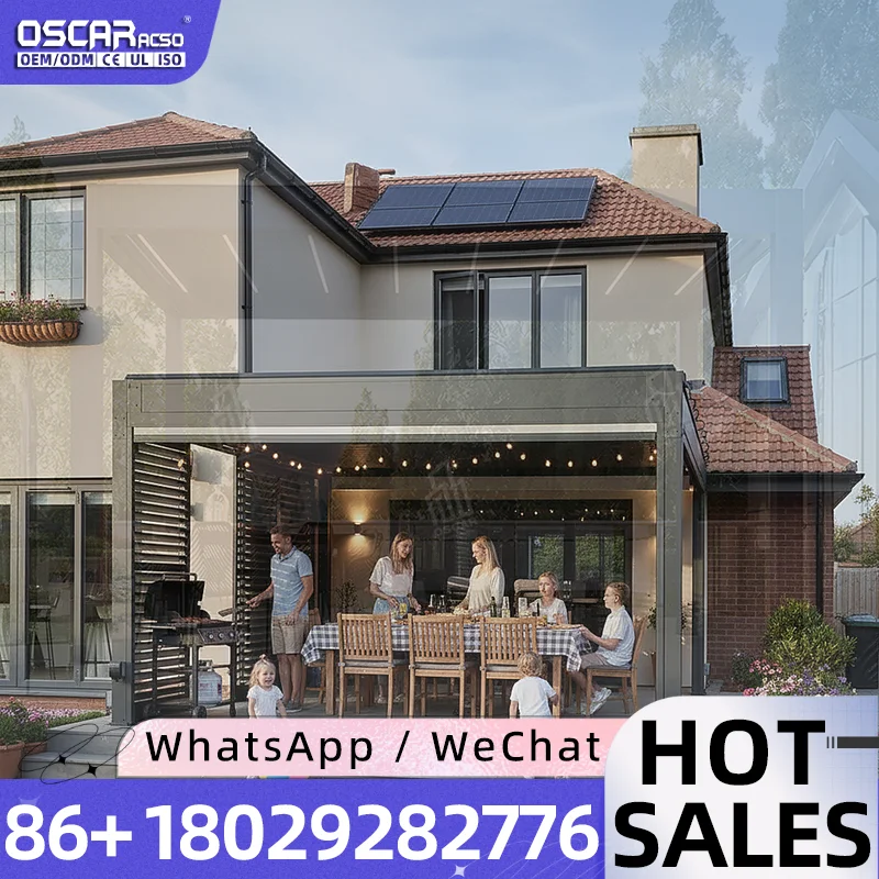 Customizable Size Manual or Motorized Retractable Skylight System for Aluminium Pergola Outdoor Gazebo Pavilion pergola