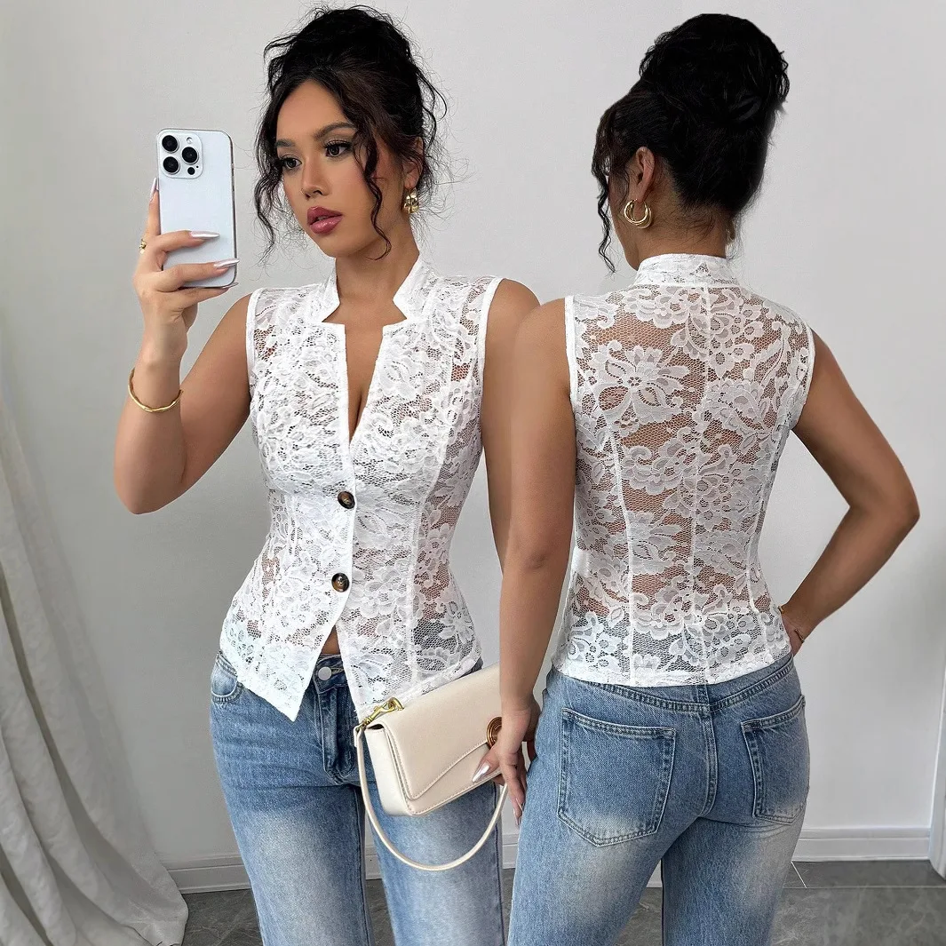 2026 New Sexy Mature Hollow-out Jacquard Design See-through Collar Tight Lace Cardigan Birthday Dress Elegant Vestidos Y2k、