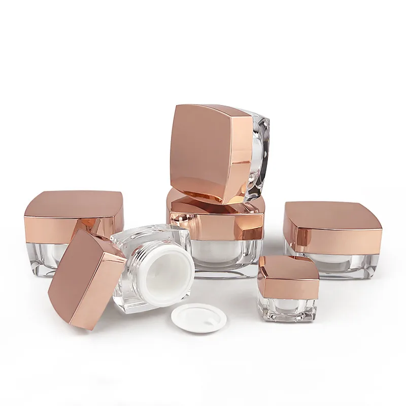 

5g 10g 15g 30g 50g Empty Rose Gold Acrylic Cream Jars Small Travel Cosmetic Make Up Containers Refillable Ointment Bottles