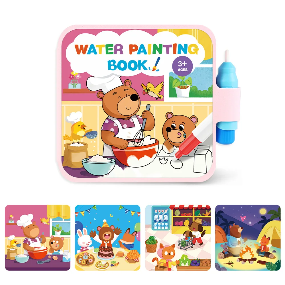 Reusable Water Drawing Book Magic Watercolor Painting Book Children Early Educational Quiet Book image 4
