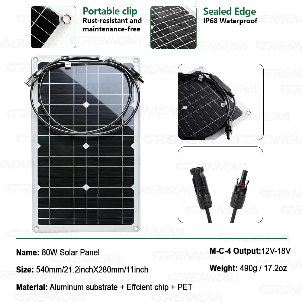1500W Peak Solar Power System All-in-One Kit (Solar Panel + MPPT Controller + Inverter（Rated Power 800W）) DC12V AC110V/220V Home