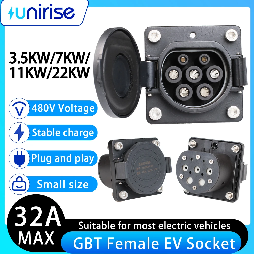 EV Car GBT Socket 16A 32A 7KW 22KW Single Phase Three Phase for China Electric Vehicles Charging Connector GB/T Female Socket