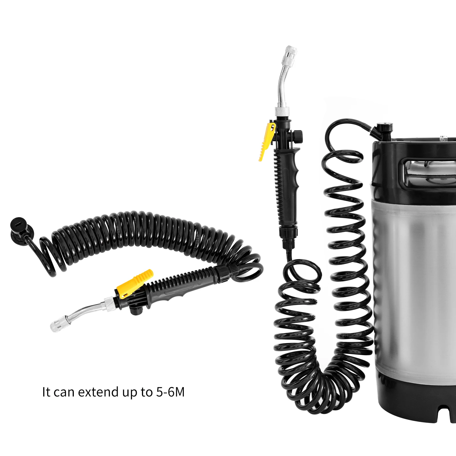 Autowasch-Sprühpistole mit 6M Elastischem Federschlauch, Verstellbare Wasserdüse, Ersatz-Wasserpistole, Auto-PPF-Sprüher, Reinigungswerkzeuge – Detail 2