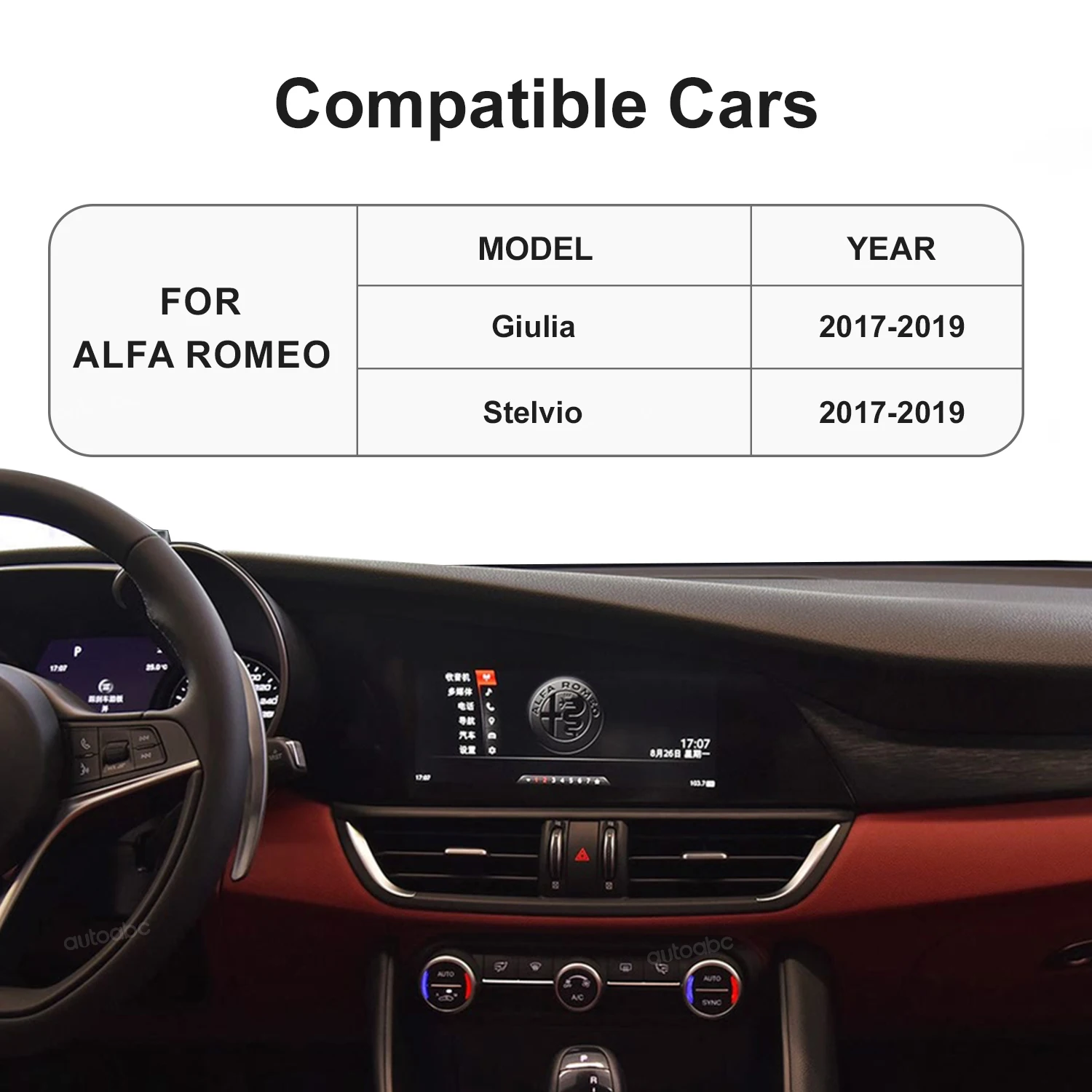 Kabelloses CarPlay für Alfa Romeo Stelvio & Giulia 2017-2019 mit Navigations-Decoder-Box, Navigationsfunktionen, BT und Android Auto – Detail 1