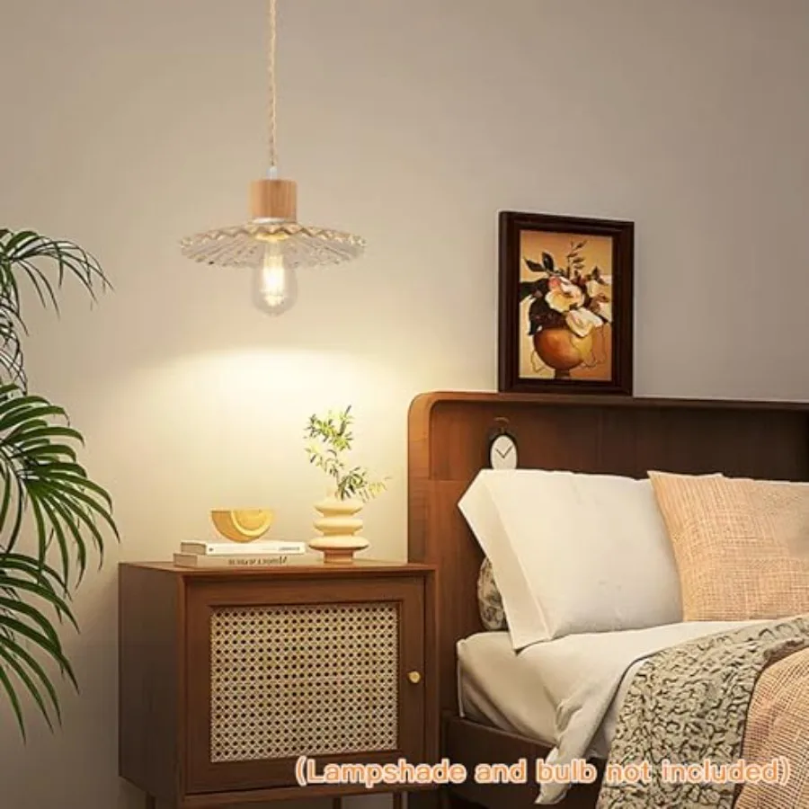 15Feet Pendant Light Cord Kit Shade and ON Off Switch, Hanging Lamp Kit Plug in Cord for Farmhouse, Vintage Swag Light Bulb Cor