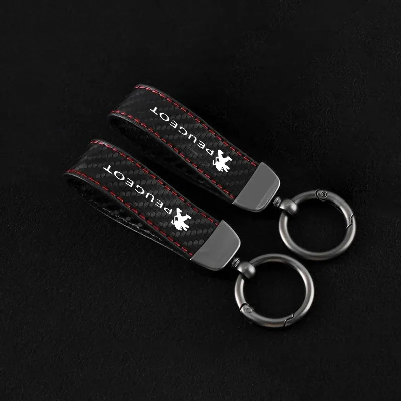 Carbon Fiber Car Styling Keychain Auto Pendant Key Chain Ring Gift For Peugeot 206 207 307 3008 2008 308 406 407 408 508 301 208
