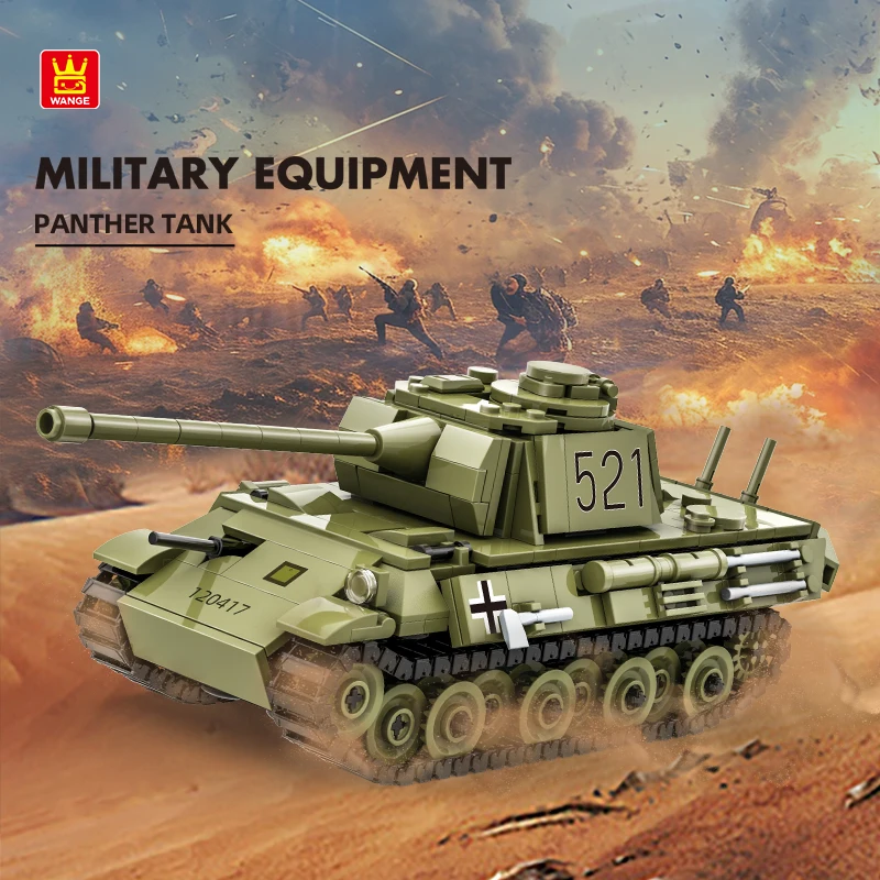 WANGE 4517 Panther Tank Model Building Blocks Set 638Pcs DIY Bricks Assembly Toy Ornament Gift for Collectors