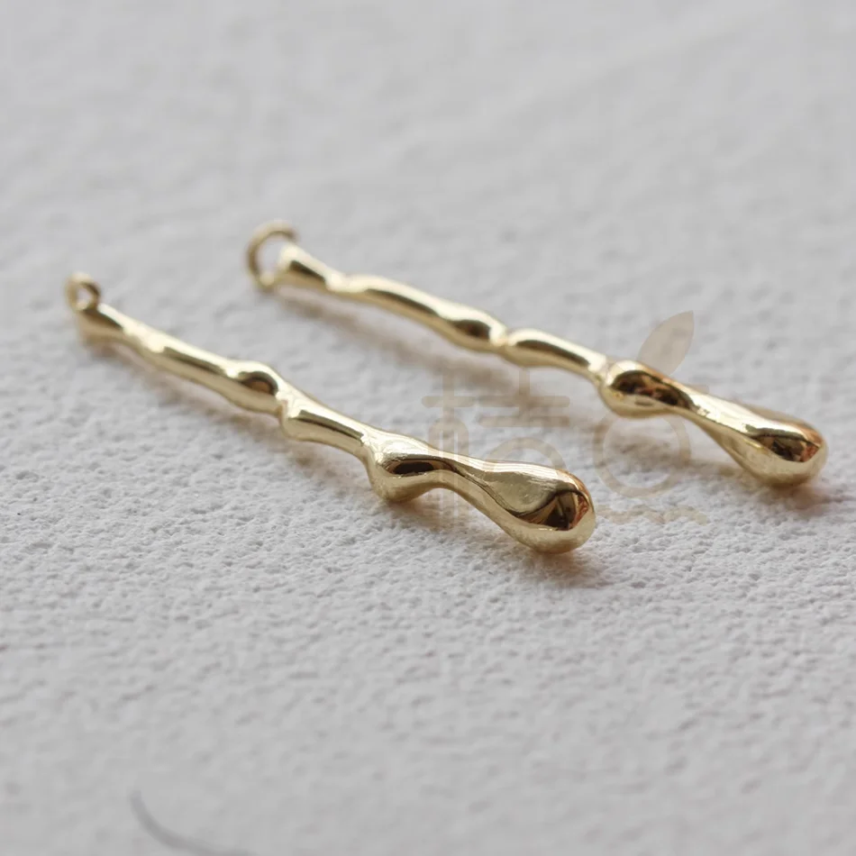 NONE DIY Supply – einteiliger Premium-Suchstab aus vergoldetem massivem Messing – Zweig-Charm (4717C) 7