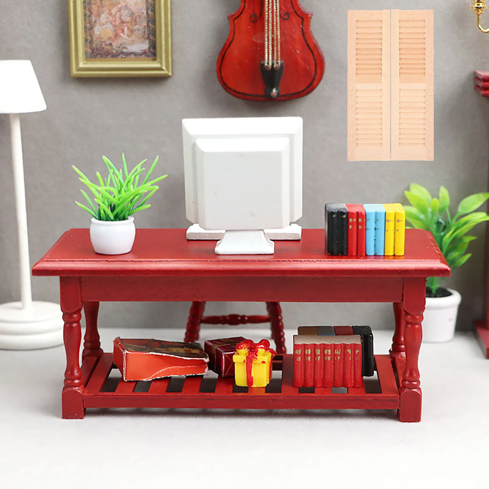 2 pezzi di persiane in miniatura fai da te piccoli persiane in legno per la decorazione di mobili decorazione della casa giochi di imitazione accessori per la casa desktop