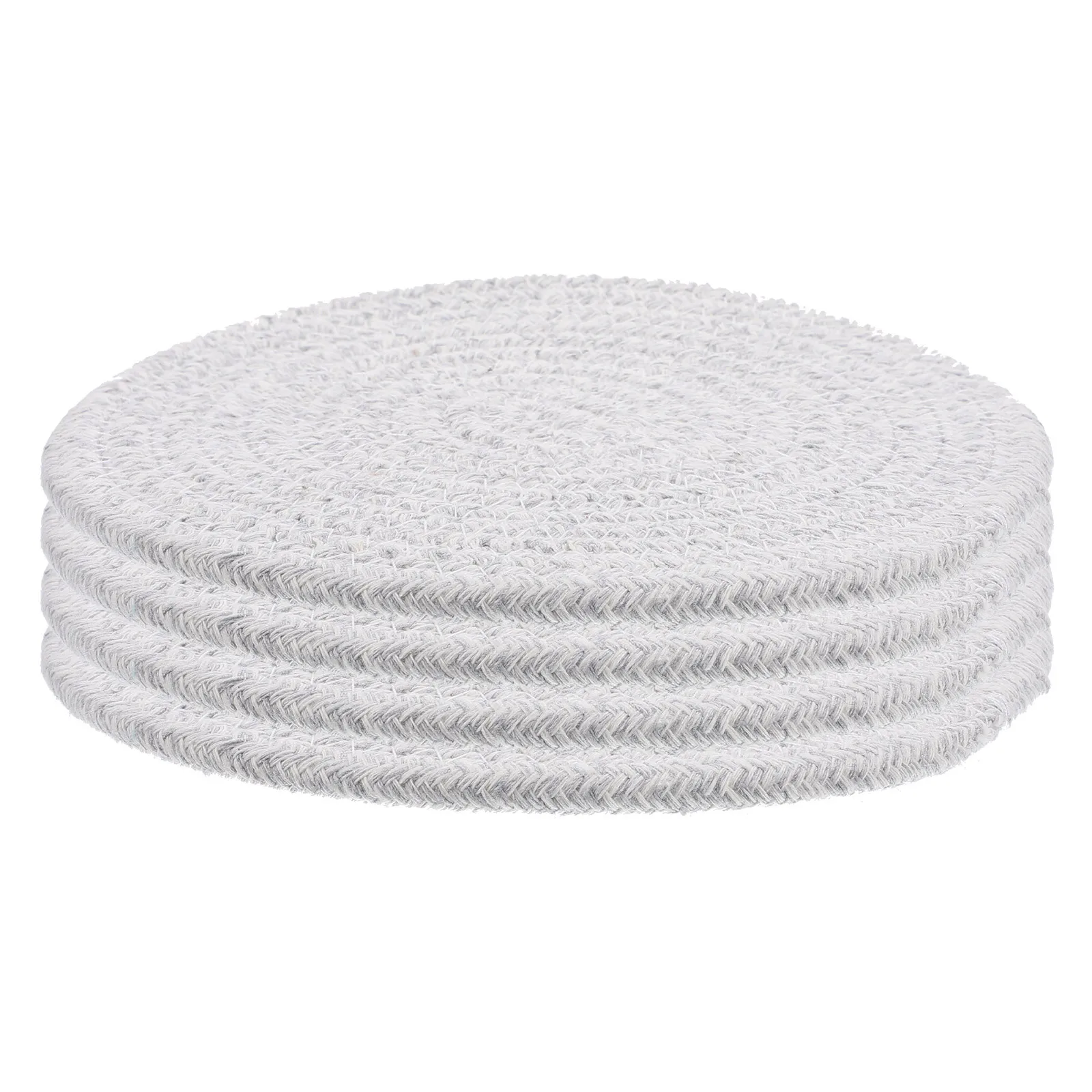 

4Pcs Rustic Round Cotton Woven Placemats Heat-Resistant Dining Table Cutlery Mat Household Decoration Place Mat