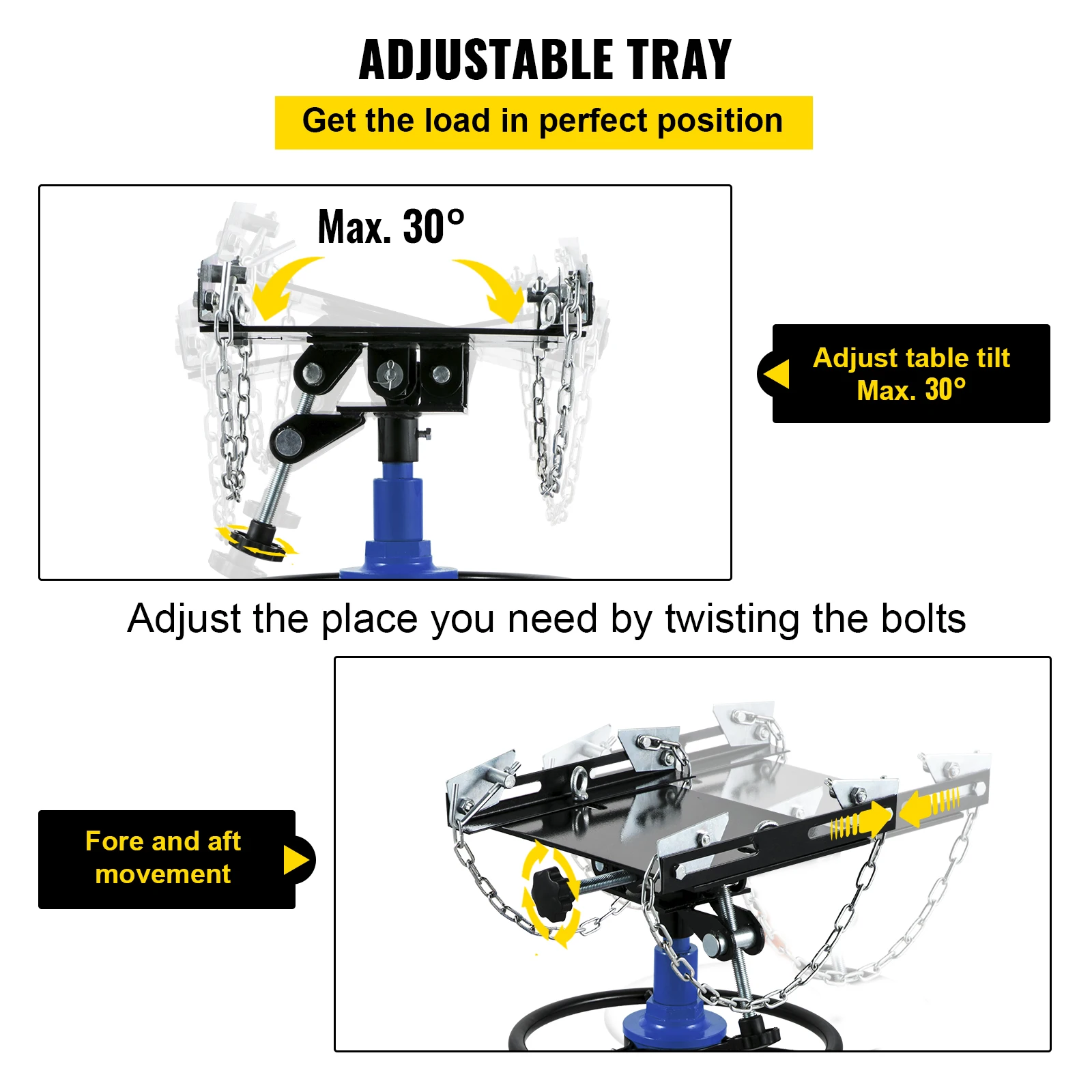 VEVOR Martinetto di Trasmissione da 1100 Libbre, Martinetto Idraulico della Trasmissione ad Alto Sollevamento, Jack a Trasmissione Verticale con 4