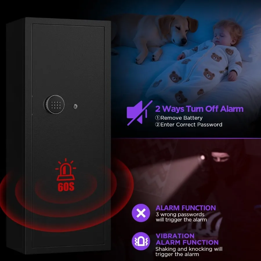1015Gun Capacity Rifle Safe with Quick Access Digital Keypad for Home Security: AntiTheft and AntiPry Design Featuring Adjustab