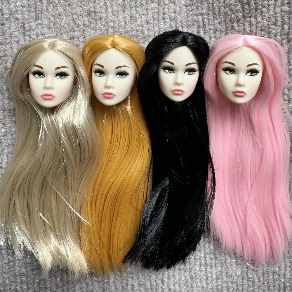 

Makeup PP Doll Heads With Colorful Hair Super White Skin Tone 1/6 Doll Toy Collection Gifts