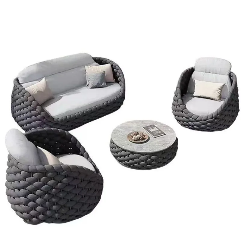Outdoor sofa, rattan villa rattan chair waterproof