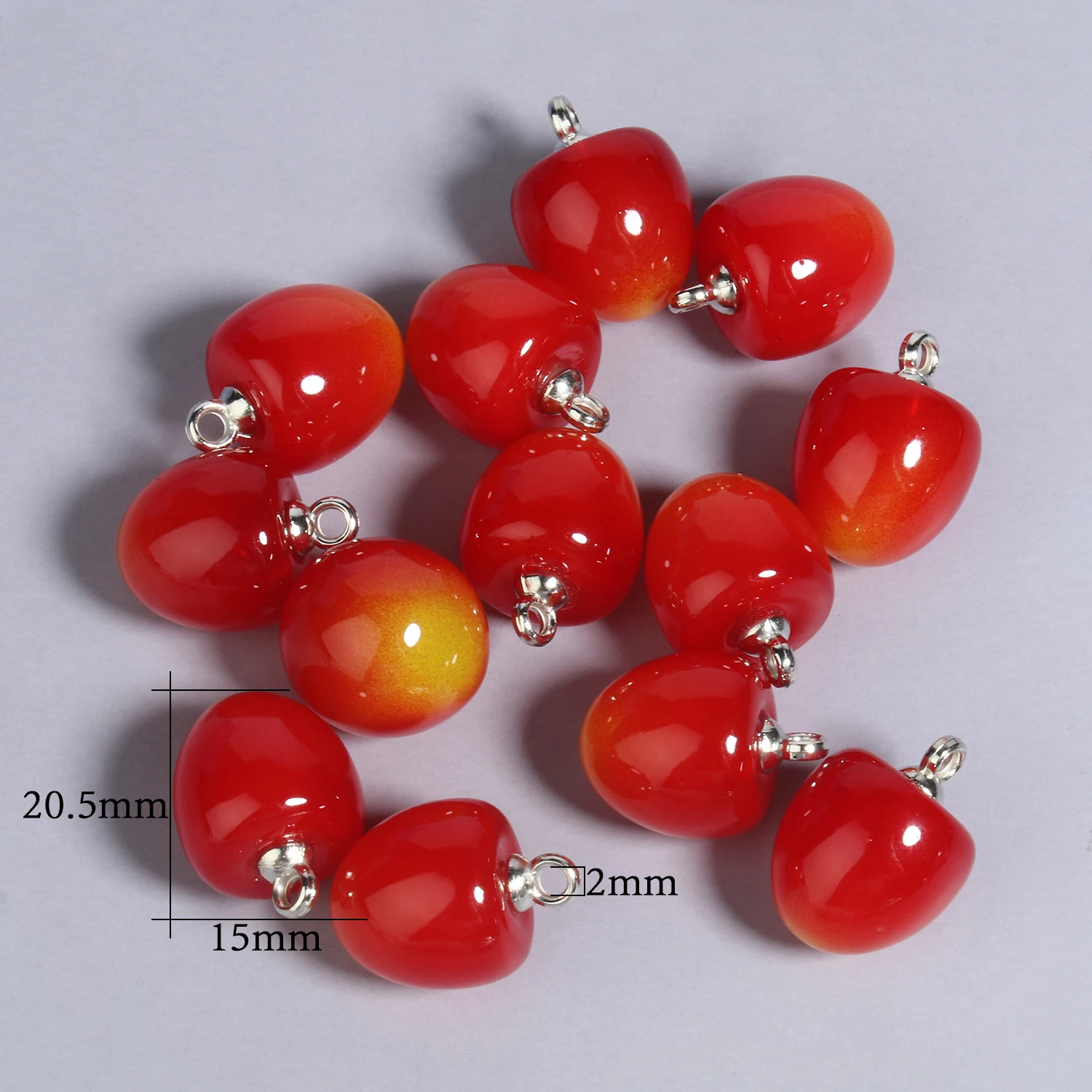 10Pcs Fruit Charms Pendant Resin Cherry Shape Earring Charms Diy Findings Keychain Bracelets Pendant For Jewelry Making Supplies