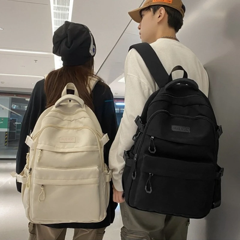 

Korean-style large-capacity backpack, solid and durable unisex school bag with minimalist solid color design