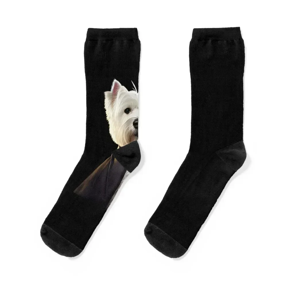 

West Highland White Terrier in Tuxedo Socks christmas stocking cool happy cute Socks Men's Women's