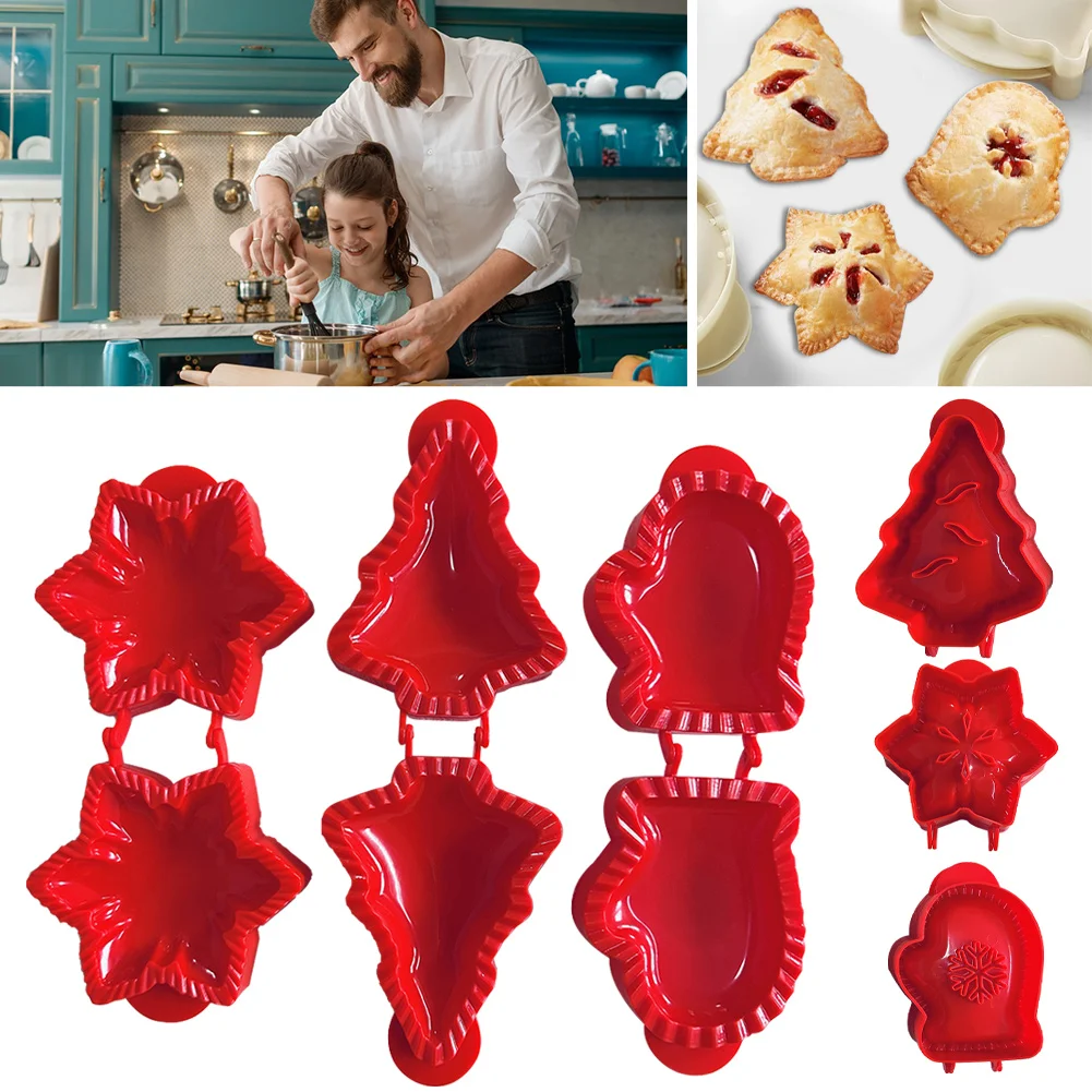 Christmas Cookie Mold Pastry Mould Cartoon Non-Stick ABS Baking Mold Xmas Tree Mitten Snowflake Christmas New Year Decoration