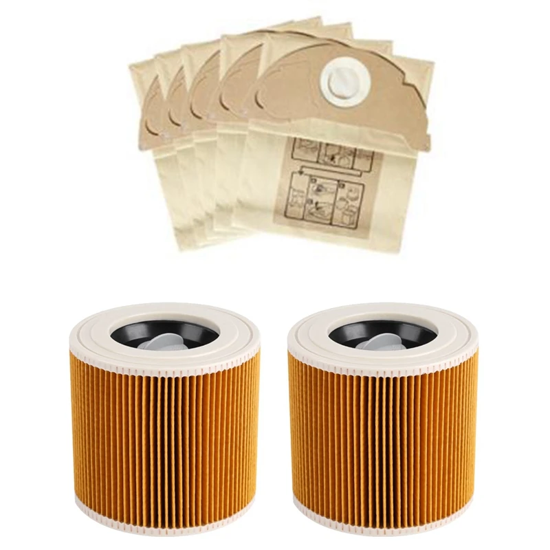 Hepa Filters + Dust Bags For Karcher WD2250 A2004 A2054 MV2 WD2 Vacuum Cleaner Replacement Spare Parts Accessories