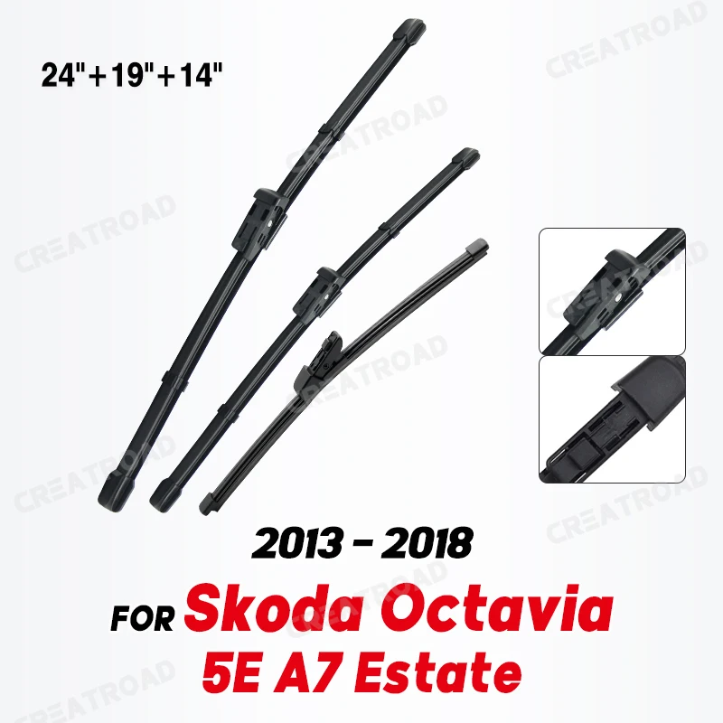  Wiper LHD Front & Rear Wiper Blades Set For Skoda Octavia 5E A7 Estate 2013 - 2018 Windscreen Windshield Window 24