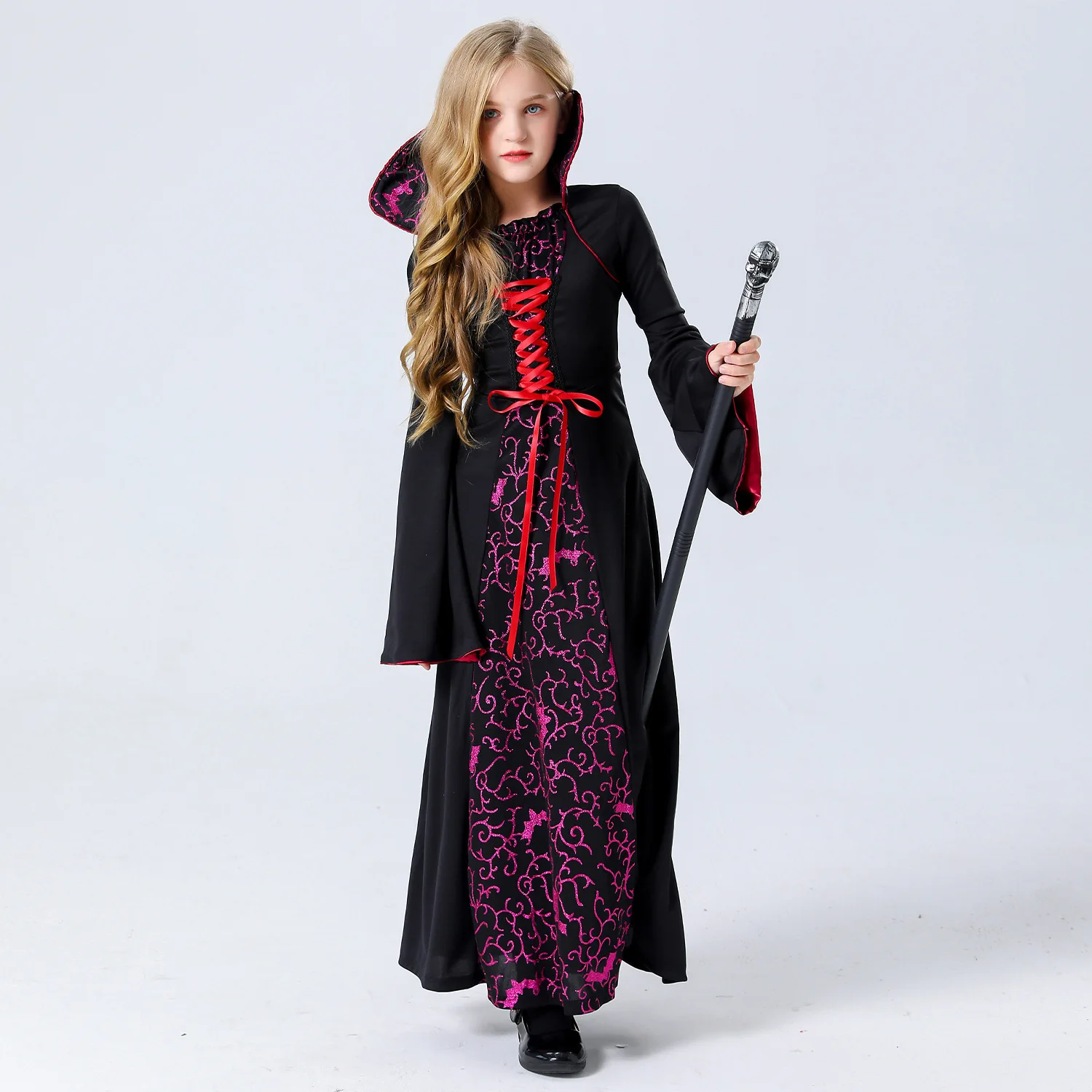 Conjunto de fantasia de plang de papel loween, bruxa infantil, morte, deus, jogo, roupa par, material de poliéster, palco tradicional chinês...