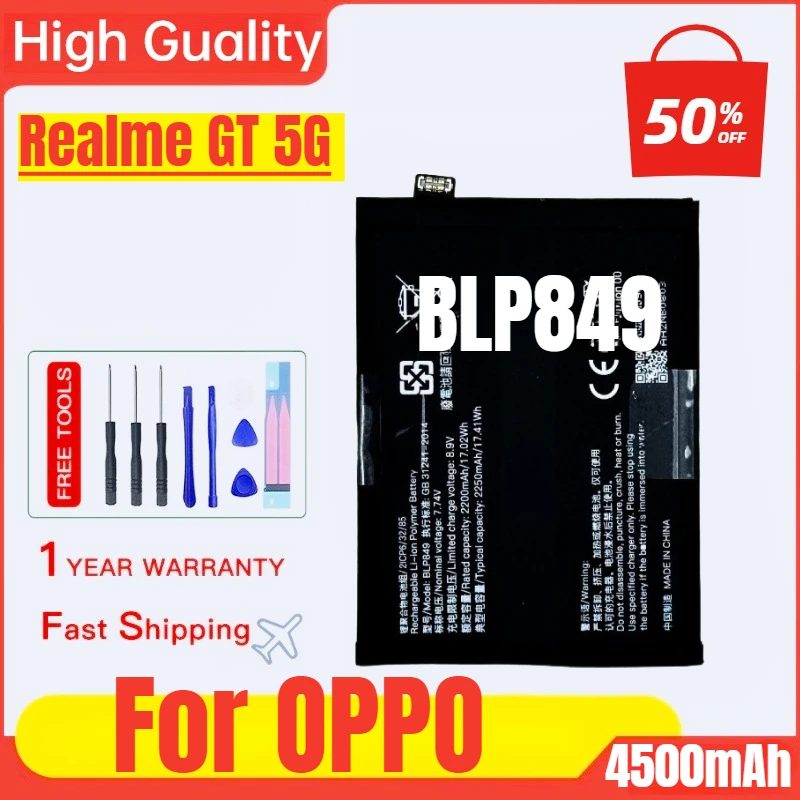 

BLP849 for OPPO Realme GT 5G Mobile Phone Battery High Quality High Capacity Battery Replacement Bateria with Tools