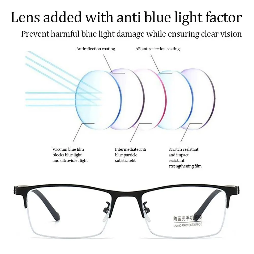 Blue Ray Blocking Anti-Blue Light Glasses Portable Ultralight Metal Computer Goggles Eye Protection Business Eyeglasses Office image 6