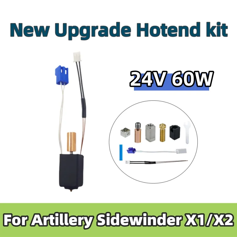 Для 3D-принтера Artillery Sidewinder X1 X2 Genius pro, обновленный комплект термисторов с нагревательным блоком Hotend, цельнометаллическая насадка для SW-X1 X2