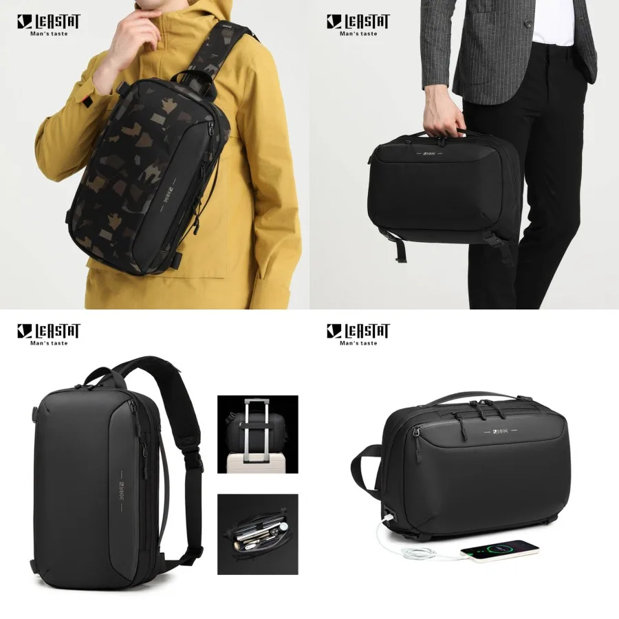

【New style】LEASTAT - new chest bag men's large capacity 14-inch -body bag business casual commuting shoulder bag
