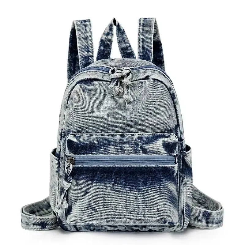 Denim zíper linha de costura 2025 nova moda alta qualidade mochila softback juventude casual versátil sacos grande capacidade