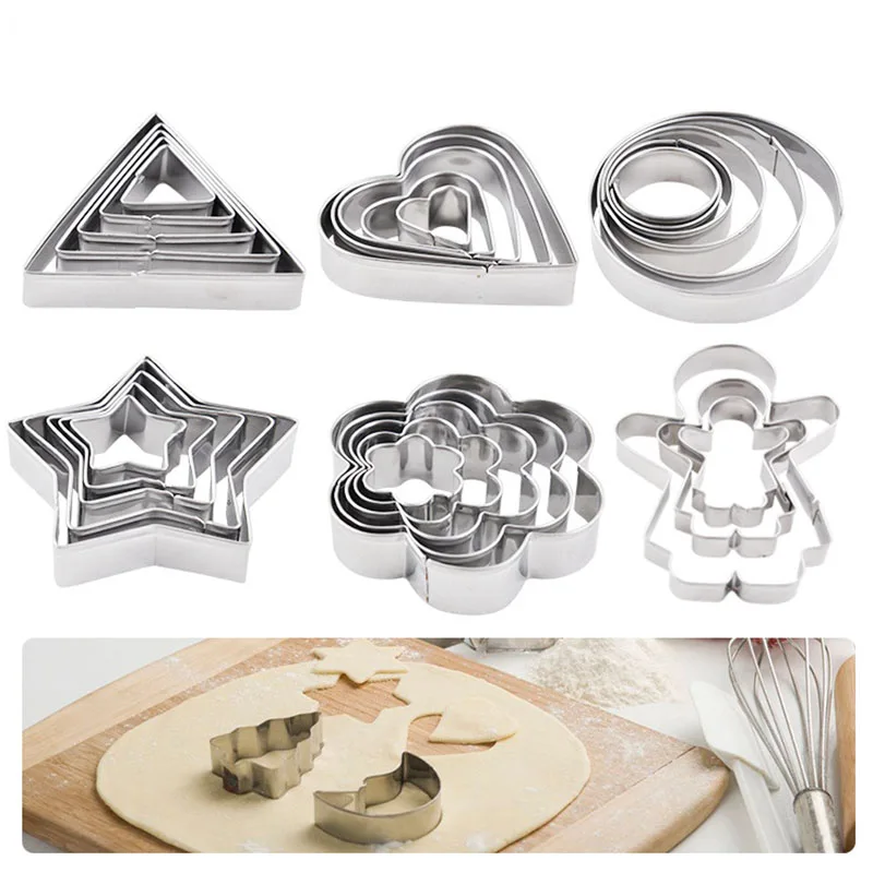 Fondant Cake Mold Cookie Cutters Stamper Biscuit Pastry Mousse Baking Decoration Tools For Christmas Embosser Heart Flower Star