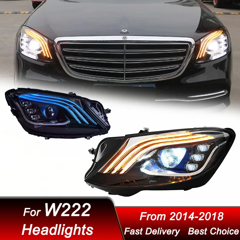 

Pop Car Headlights For Mercedes-Benz S Class W222 2014-2018 Maybach Style LED Auto Headlamp Assembly Projector Lens Accessories